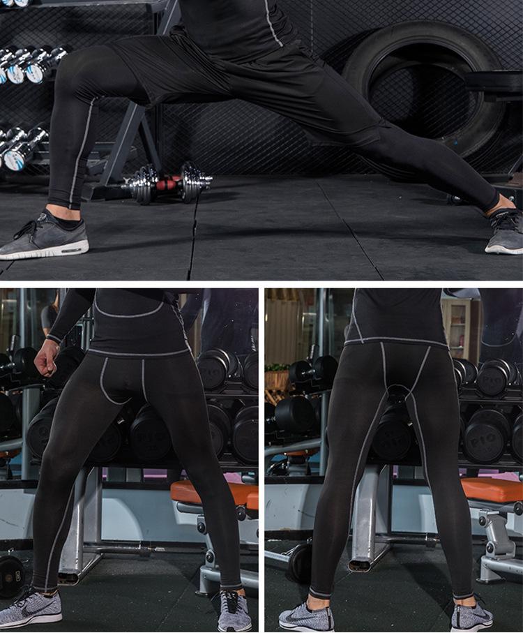 Men's High-Elastic Quick-Dry Sports Tights with Velvet Warmth