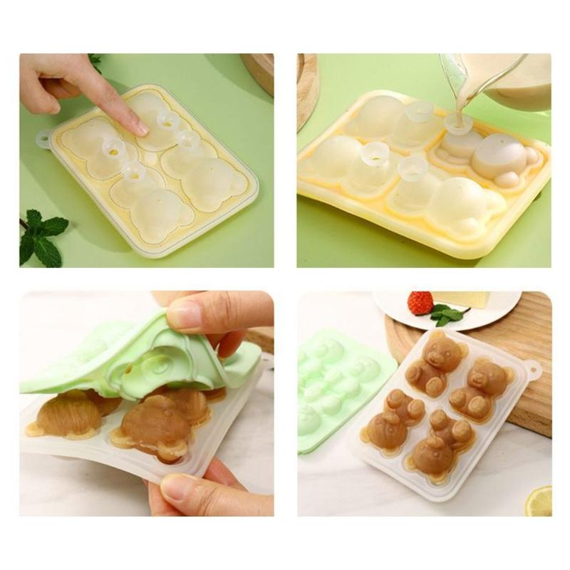 2 Pack Silicone Ice Tray Ice Cube Maker Bear Shape Silicone Ice Molds Ice Maker Silicone Ice Molds Suitable for Ice Cube