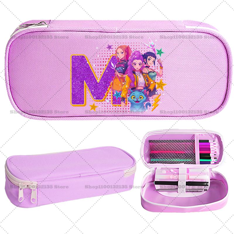 Kpop Demon Hunter Children Pencil Box Cartoon letter Student School Supplies Stationery Kids Penbag Pencilcase Kawaii Boys Gift
