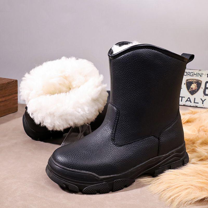 Men's Extra Thick Warm Wool Winter Boots - Waterproof Snow Cotton Footwear