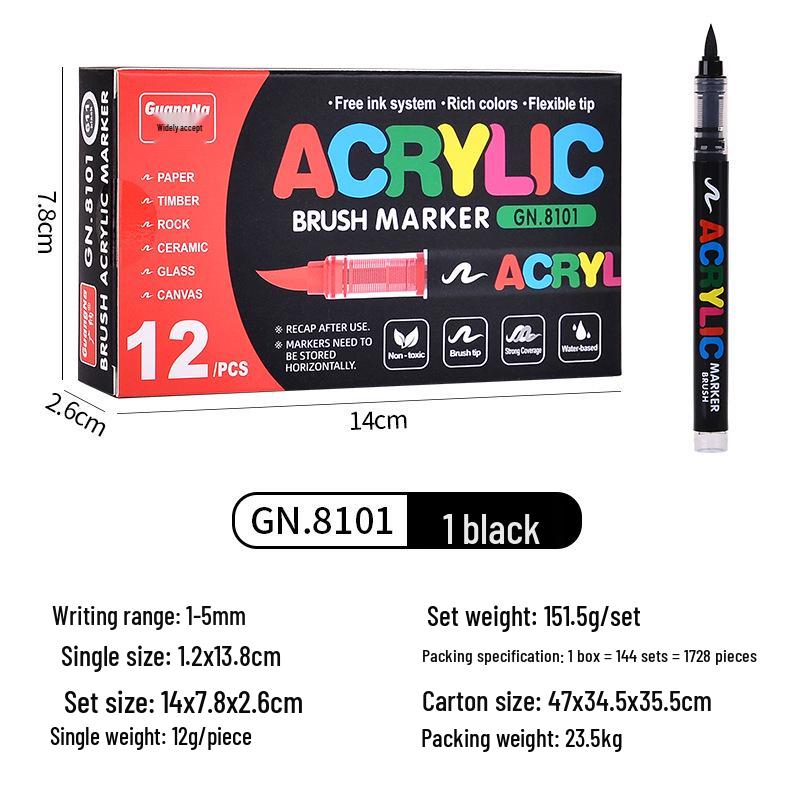 Guangna 8101 Akrylový fix s měkkým hrotem - Bez nutnosti stlačování, voděodolné doodle pero