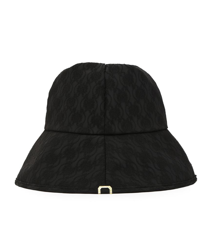 Eondeokeonteulolseutyudio Detachable Strap Bucket Hat Strap Bucket / Flower Pattern / Mono Black