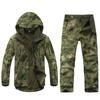 Waterproof Soft Shell Tactical Jacket Set Men Warm Outdoor Army Camouflate Clothes Set Military Hooded Hunting Fleece Coat Clothing Suit