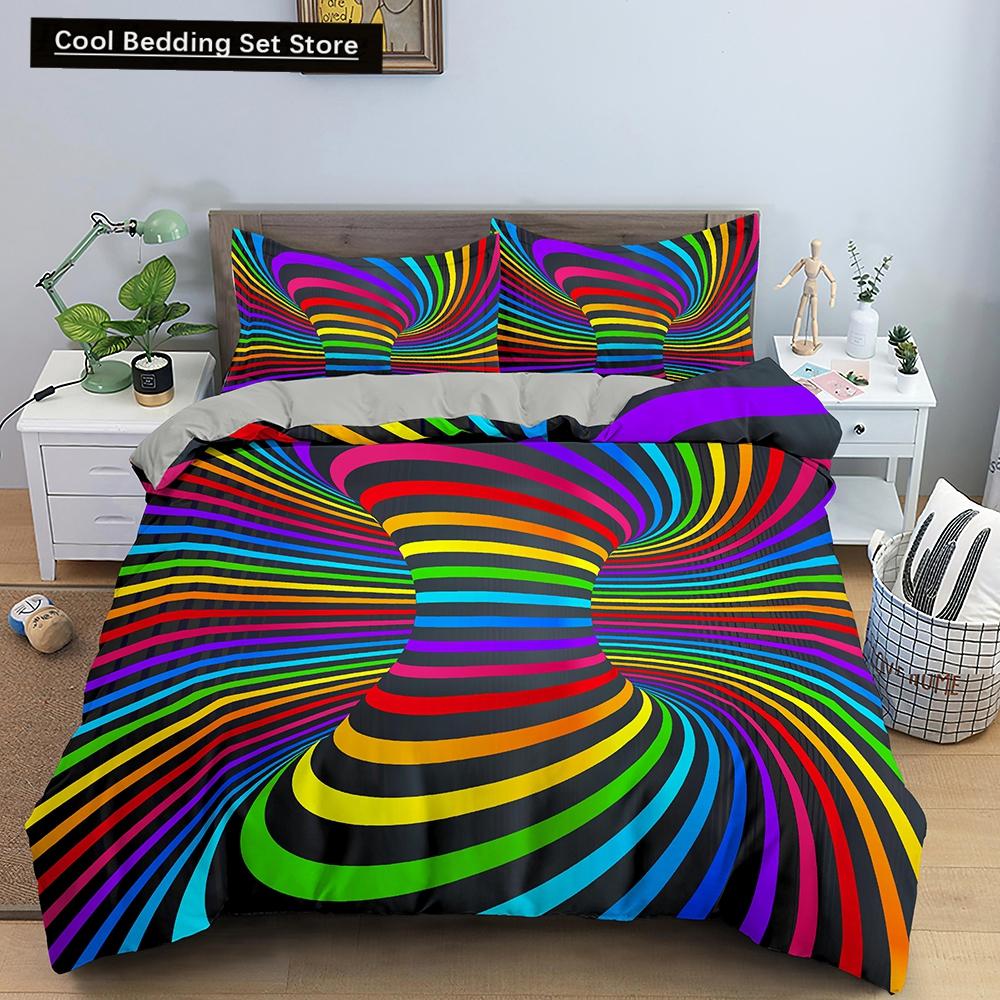 3D Duvet Cover Psychedelic Twin Bedding Set Double Quilt Cover with Zipper Closure 2/3pcs Queen King Polyester Comforter Cover