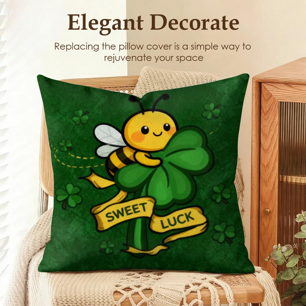 Classic Saint Patrick Day Cushion Cover Cool Natural Linen Cushion Cover DoubleSided Print Breathable Sofa Home Decor