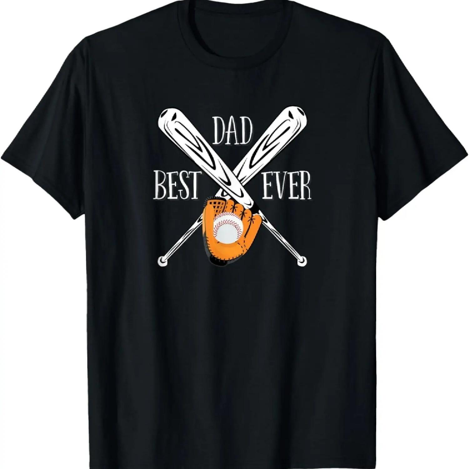 Best Dad Ever Baseball Bats and Glove Fathers Day T-Shirt S чёрный