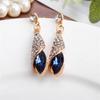 Fashion Jewelry Ladies Blue White Water Drop Shaped Crystal  Zircon Metal Dangle Earring for Women Party Jewelry