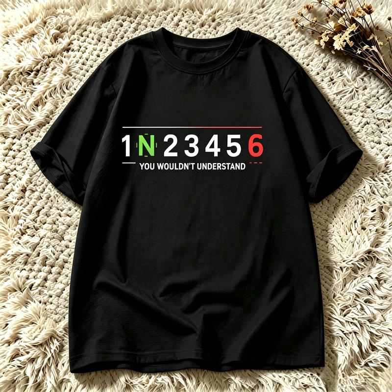 Unisexual Transmission Gear 1n23456 Graphic T Shirt Cotton Unisex Auto Lover O Neck Cotton Short Sleeve Daily Wear Tee Y2k Top