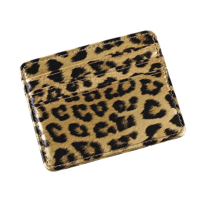 PU Leather Business Id Credit Card Holder Case Bank Bus Card Cover Purse Unisex Classics Leopard Print Card Wallet Bags
