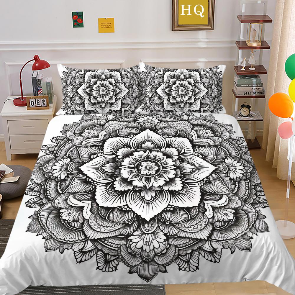 Módní sada povlaků na přikrývku Špičkové designové dekorace do ložnice 3D povlečení na polštář s potiskem mandaly