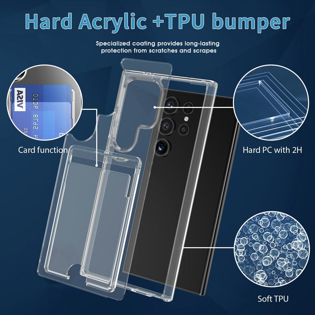 Pro Samsung Galaxy S26 Ultra Pouzdro TPU + PC + Akryl Kryt na mobilní telefon s držákem na karty