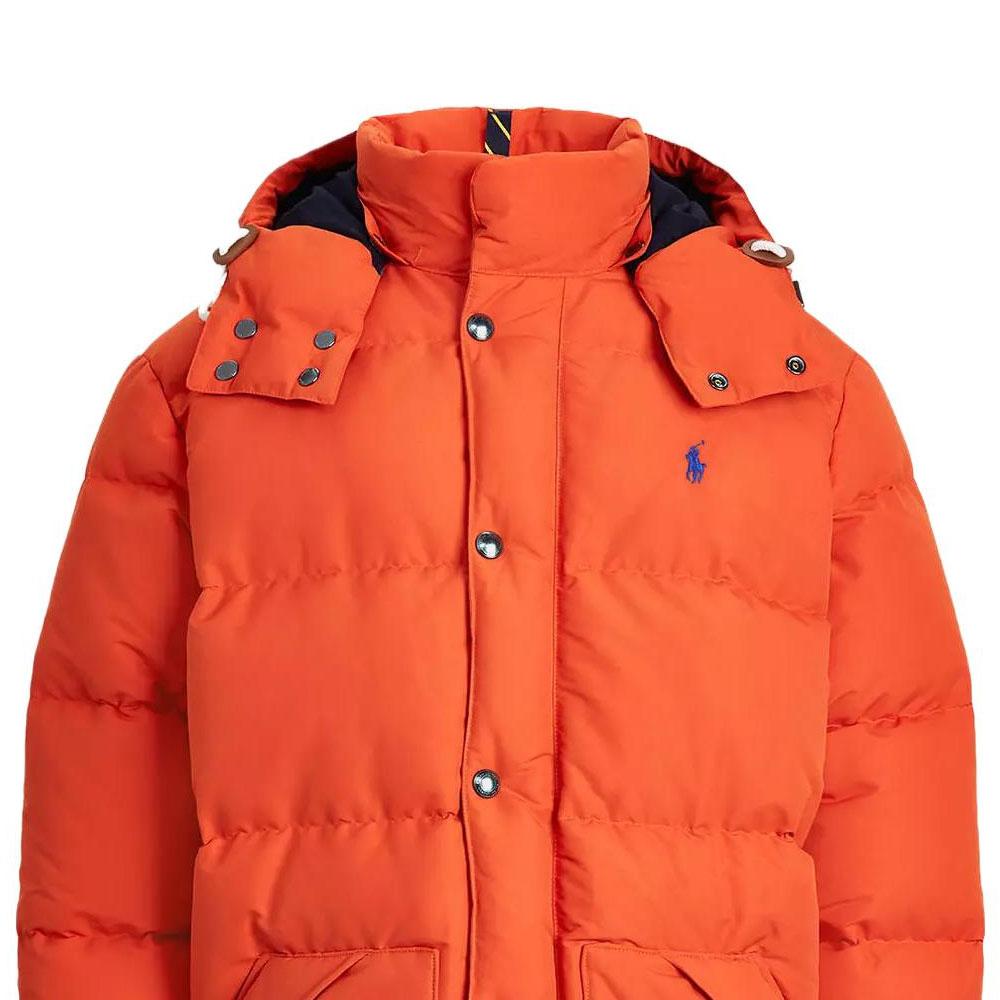 Polo Ralph Lauren Ss23 Solid Color Logo Embroidered Quilted Hooded Jacket Men Jacket Orange 710883852-002