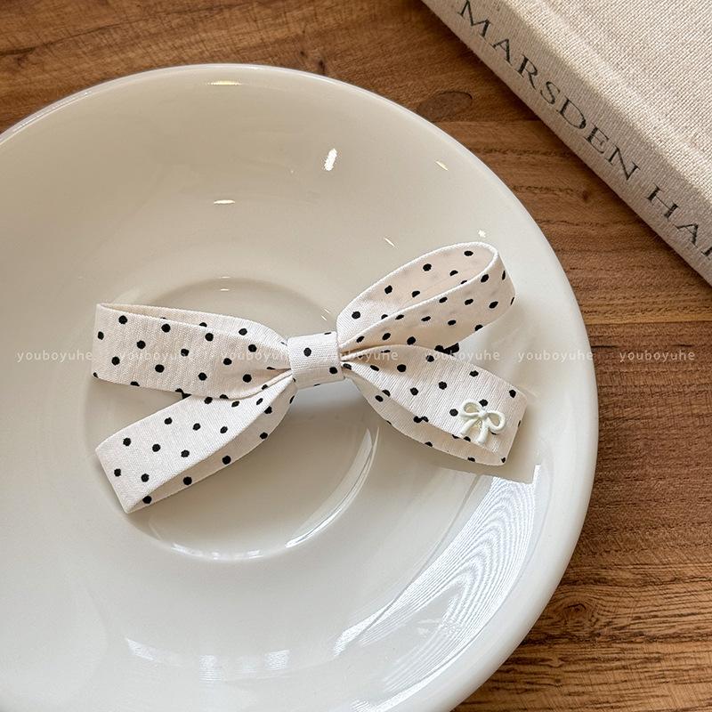 women's polka dot bow hair clips, fashionable cute hair accessories for the back of the head, suitable for afternoon tea, Mother