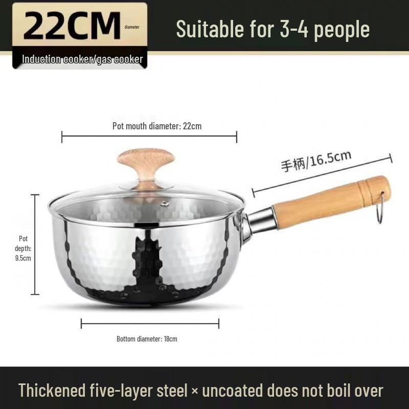 Non-stick Extra-Thick Yukihira 316 Stainless Steel Pot for Baby Food, Milk, or Instant Noodles