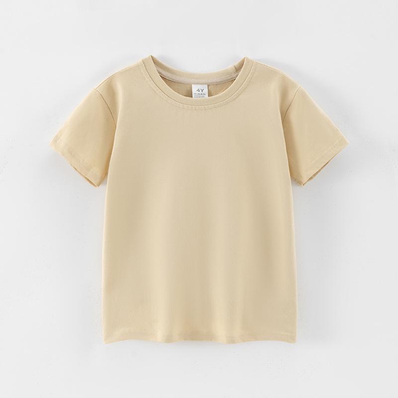 Kinder Kurzarm Baumwoll T-Shirt einfarbig - Sommer für Jungen, Größen ab 3T