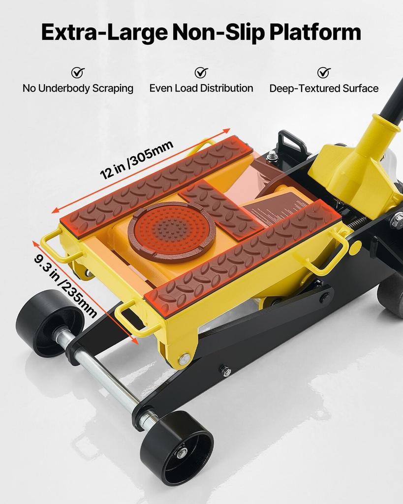 Low Profile Floor Jack, 2 Ton Capacity, Steel Racing Floor Jack with Single Piston Quick Lift Pump & Wheels, Hydraulic Trolley Car Lift for Cars,
