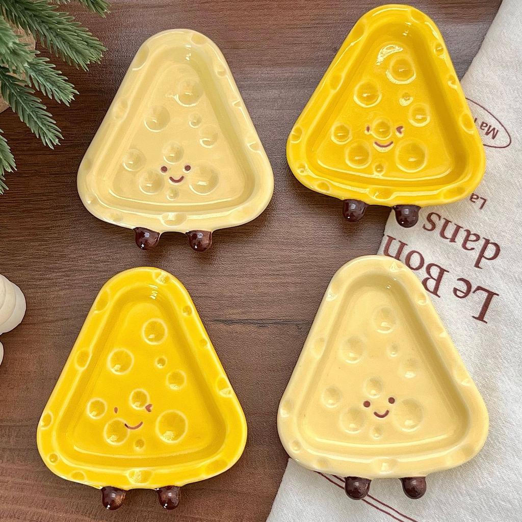 Hand Painted Ceramic Cheese Dip Dish Cute Cheese Shape Under Glaze Color Home Decor Tableware