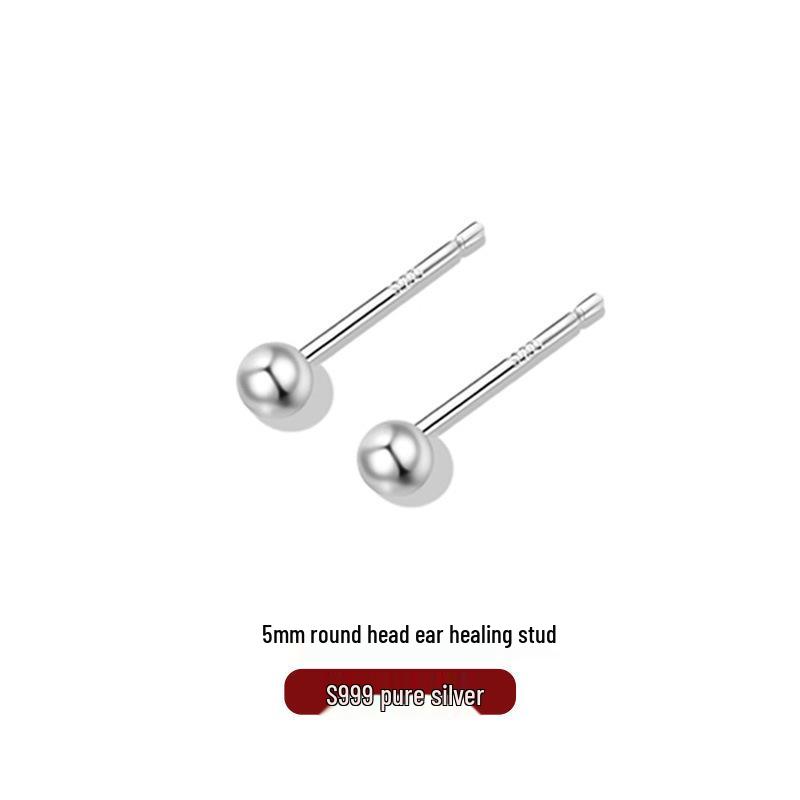 Elegant S999 Pure Silver Stud Earrings for Women – Simple, Versatile, Care-Friendly, and Perfect for All-Day Wear.