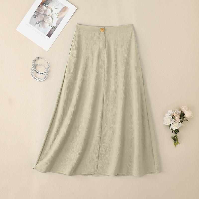 

ZANZEA Женские повседневные однотонные свободные длинные юбки L абрикосовый