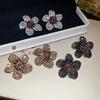 Elegant Diamond-Studded Flower Earrings: Silver Needle Retro Style for High-End Fashion