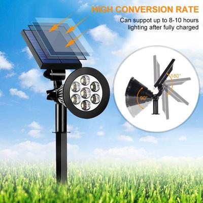 7 LED Solar Spot Lights RGB Solar Landscape Lights IP65 Waterproof Brightness Adjustable for Outdoor Garden  Lawn Decor Lighting