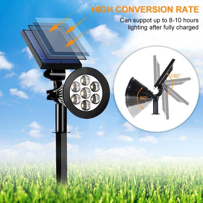 7 LED Solar Spot Lights RGB Solar Landscape Lights IP65 Waterproof Brightness Adjustable for Outdoor Garden  Lawn Decor Lighting