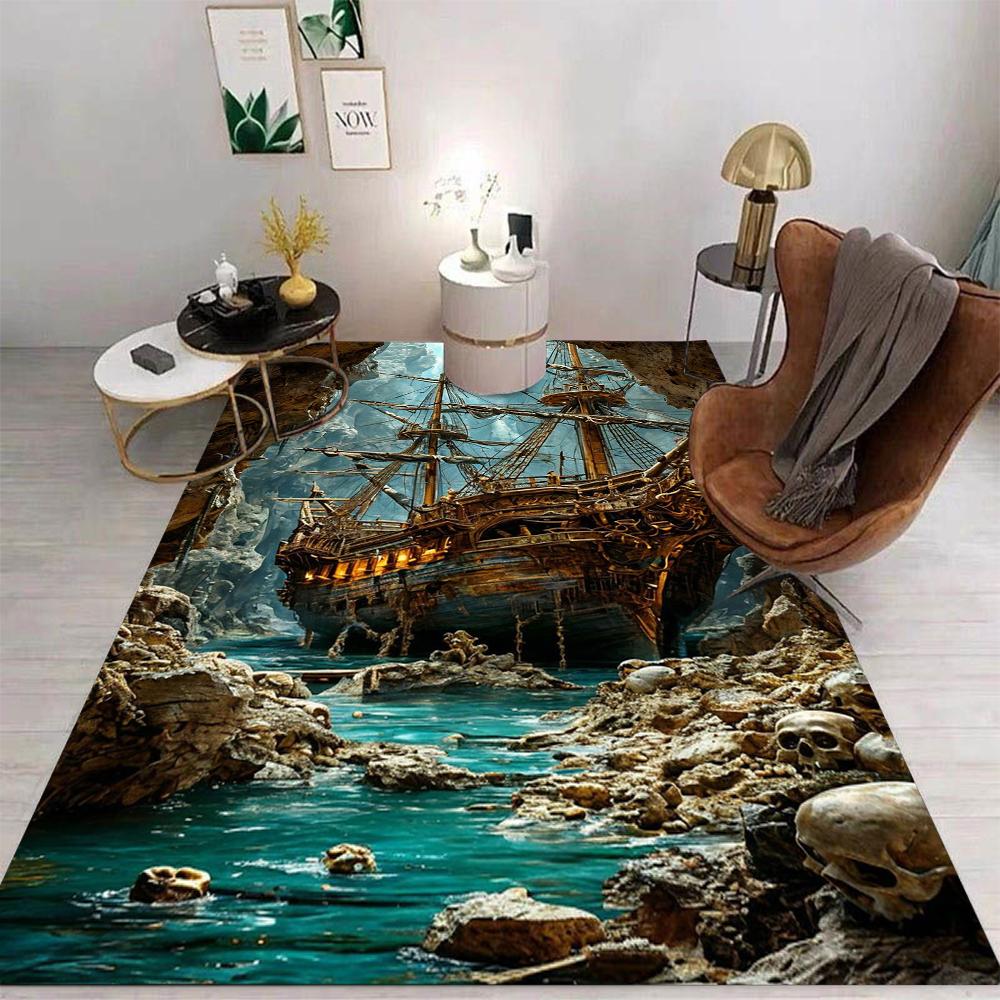 3D Cave Scenery Ocean Scenery Floor Mat Living Room Bedroom Kitchen Bathroom Home Decor Gifts Beach Carpets Room Home Decoration