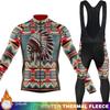 Skull Road Bicycle Winter Thermal Fleece Cycling Jersey Men's Clothing Long Sleeve Bikes Man Ciclismo Hombre Pants Retro Suit