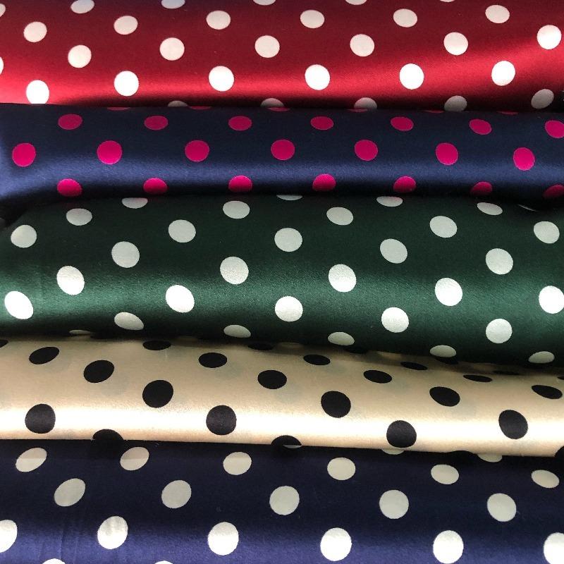 19 Momme Stretch Mulberry Silk Fabric Multi-Color Polka Dot Design Soft for DIY Sewing Summer Dress Shirt Cheongsam Fabric