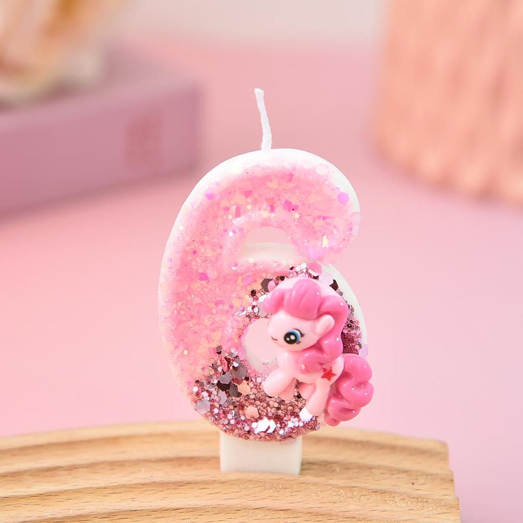 Pink Creative Number and Cartoon Birthday Cake Candles - Handmade Party Decorations