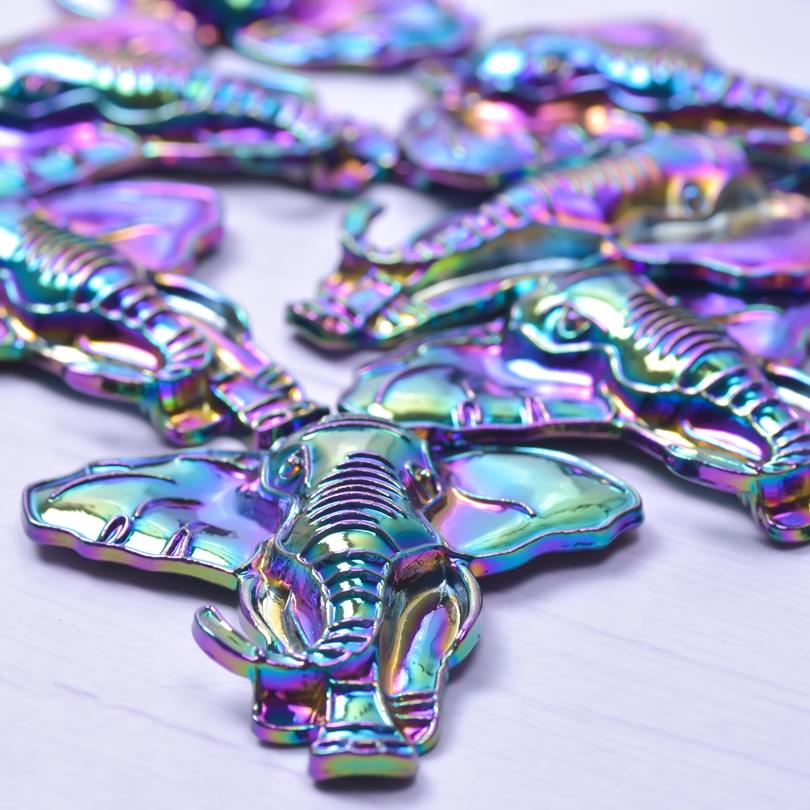 2Pcs Rainbow Animal Charms For Jewelry Making Supplies Elephant Leopard Butterfly Charm Pendant Handmade Accessories Fatima Hand