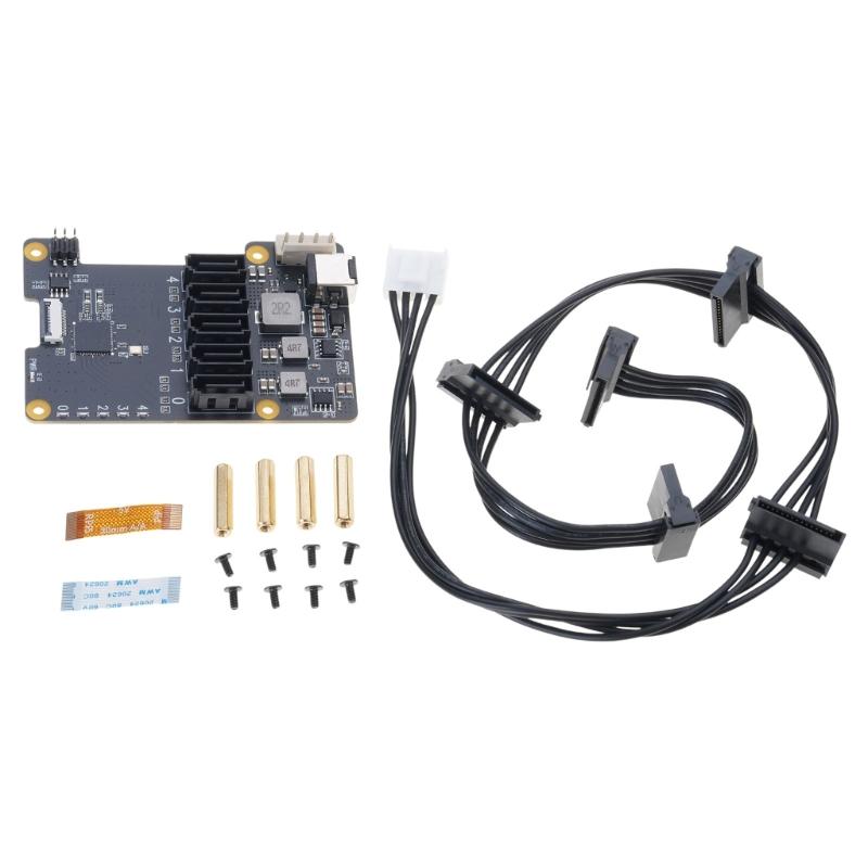 X1009 PCIe To 5-port Expansion Board For RPi 5 5B SATA3.0 Interfaces Fast 5Gbps Data Transfer