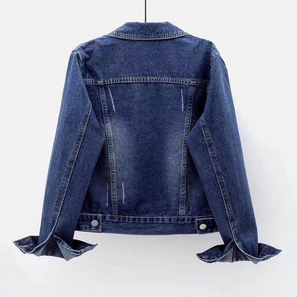 Jachetă Femei Guler Turn-down Jachetă Clasică Denim Nasturi Piept Dublu Buzunare la Piept Croială Slim Denim Hip Hop Streetwear Paltoane