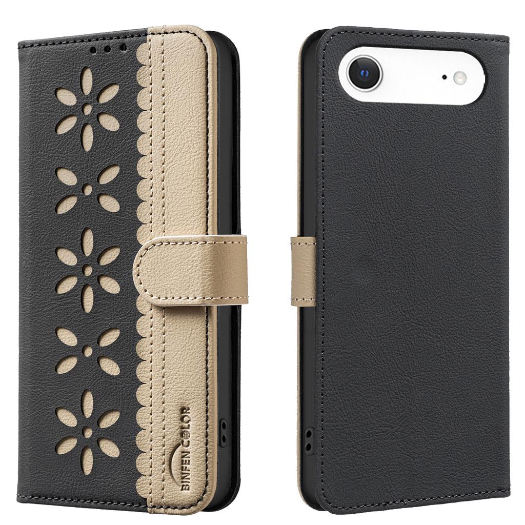 For iPhone 17 Air Leather Case BINFEN COLOR BF36 Floral Pattern Phone Cover RFID Blocking Wallet Stand