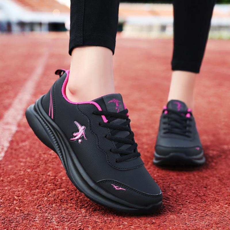 Joni Danlai Women's Shoes Sneakers Women's 2025 Spring New Leather Women's Casual Work Shoes Waterproof Running Shoes