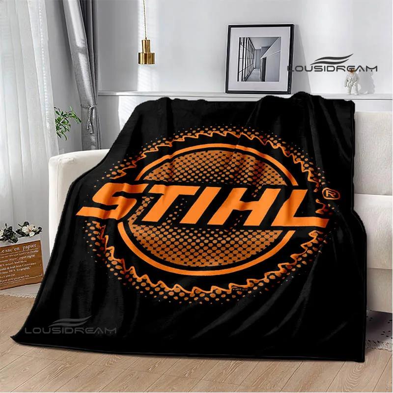 3D logo Stihl tištěné deky piknikové deky Teplá flanelová deka Měkká a pohodlná deka Potahy na postel do domácnosti Dárek k narozeninám
