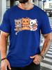 Unisex Short Sleeve T Shirt Three Cute Cats Graphic Tee Bubble Tea Print Tops Summer Soft Cotton Casual Street Wear For Adult Male
