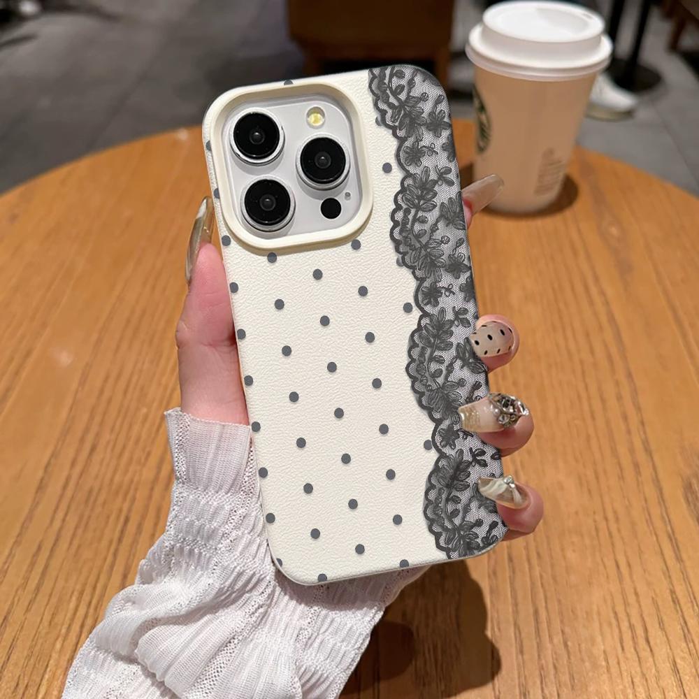 Black Lace Phone Case For Iphone 17 16 Pro Max 14 15 Plus Cover Iphone 11 12 13 17E 16E Soft Shockproof Cover