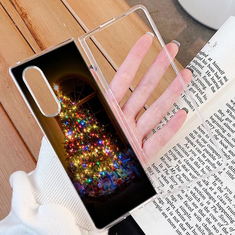 Christmas Cover For Samsung Galaxy Z Fold 5 5G Cases ZFold3 4 2 Clear Plastic Hard Back Cases For Samsung Z Fold 3 Phone Covers