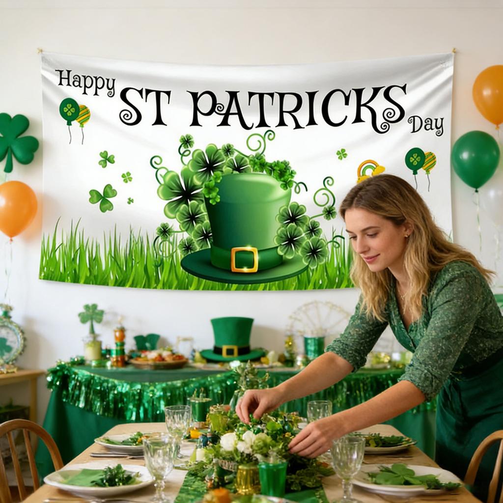 St. Patrick’s Day Banner Decorations - Irish Party Background Supplies Decors, 1 Count