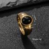 Neuer Vintage Ovaler Natursteinring für Damen Edelstahl Goldfarbener Ring Party Schmuck