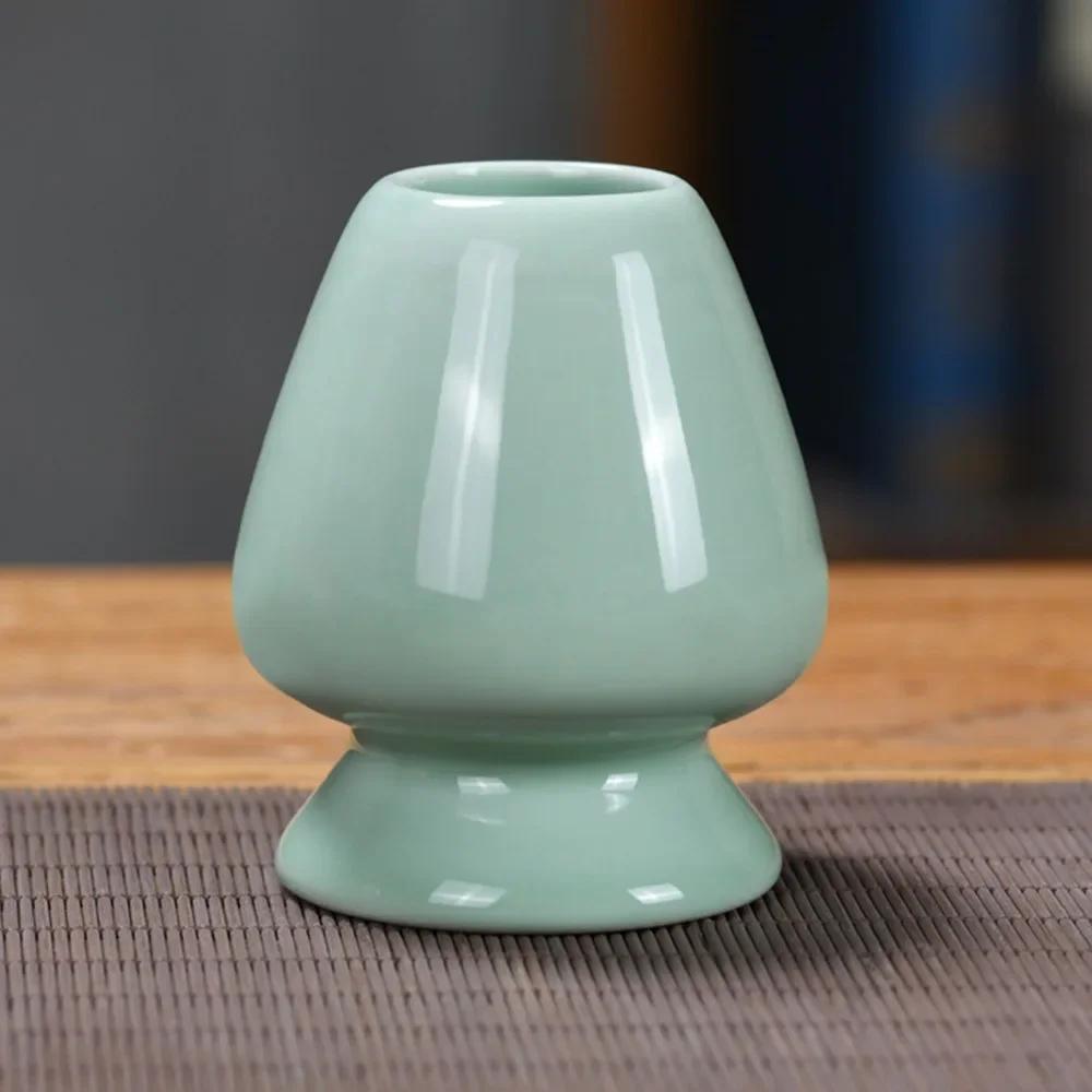 

High Quality Ceramic Matcha Holder Smooth Solid Color Whisk Stand Holder Tea Drinking Utensils for Tea Set Accessories зелений