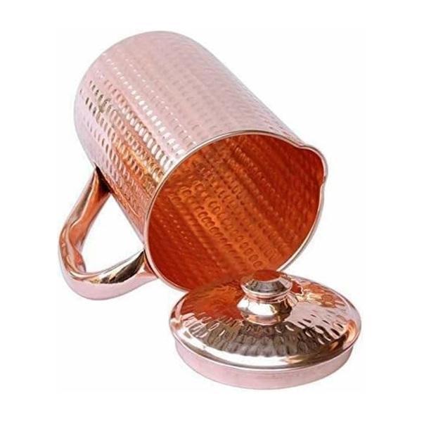 TreegoArt Copper Water Jug Joint-Less Leak- Proof Hammered Design 1500 ML- (Pack of 1)