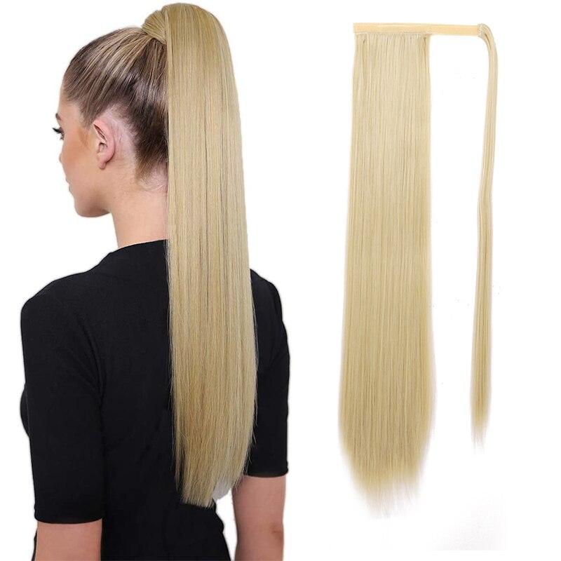 MISS WIG Long Straight Clip In Hair Tail False Hair Ponytail Hairpiece With Hairpins Synthetic Hair Pony Tail Hair Extension