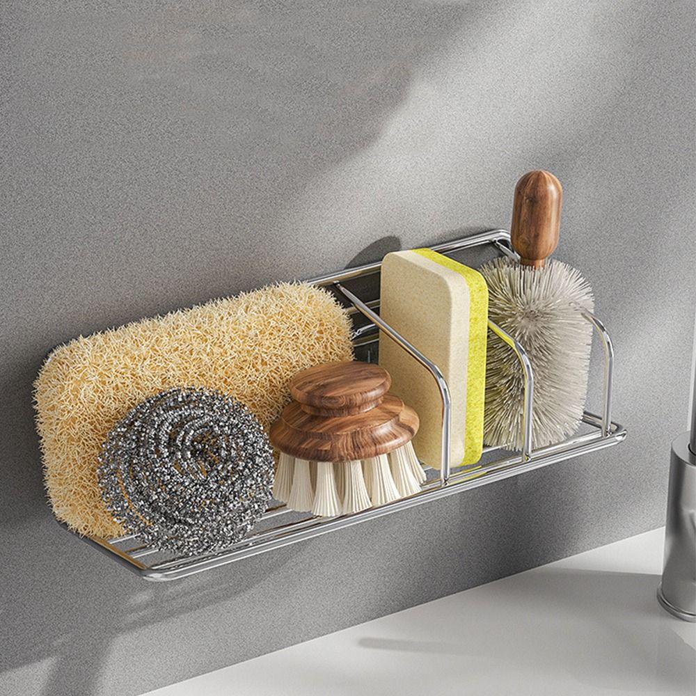 Stainless Steel Sponge Storage Holder Space Saving Sink Drain Rack Kitchen Organizer Household