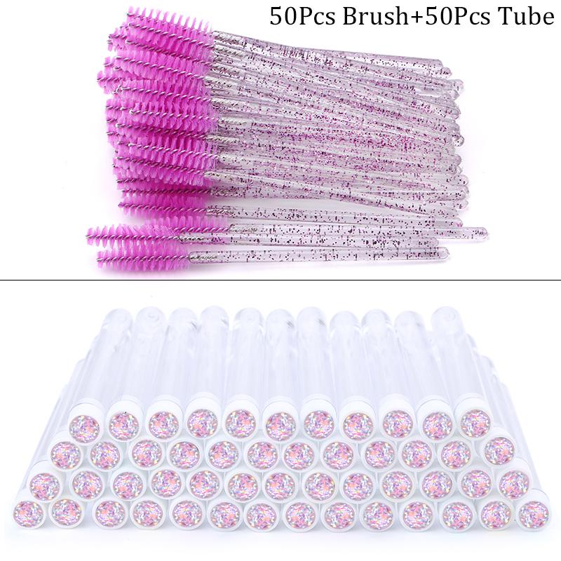 100 Stück Diamant Augenbrauenbürstenröhrchen Leer Wiederverwendbar Wimpern Mascara Stäbchen Hülle Austauschbare Kristall Wimpernbürste Staubdicht Make-up Werkzeug