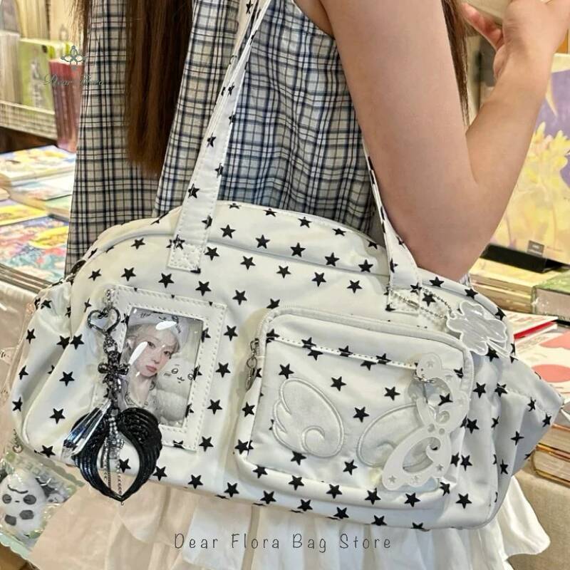 

New Cute Ita Bag Women Large Capacity Shoulder Bag Lolita Girl Transparent Bag DIY Badge Display Crossbody Bag Y2K Sweet Handbag 34x17x13cm