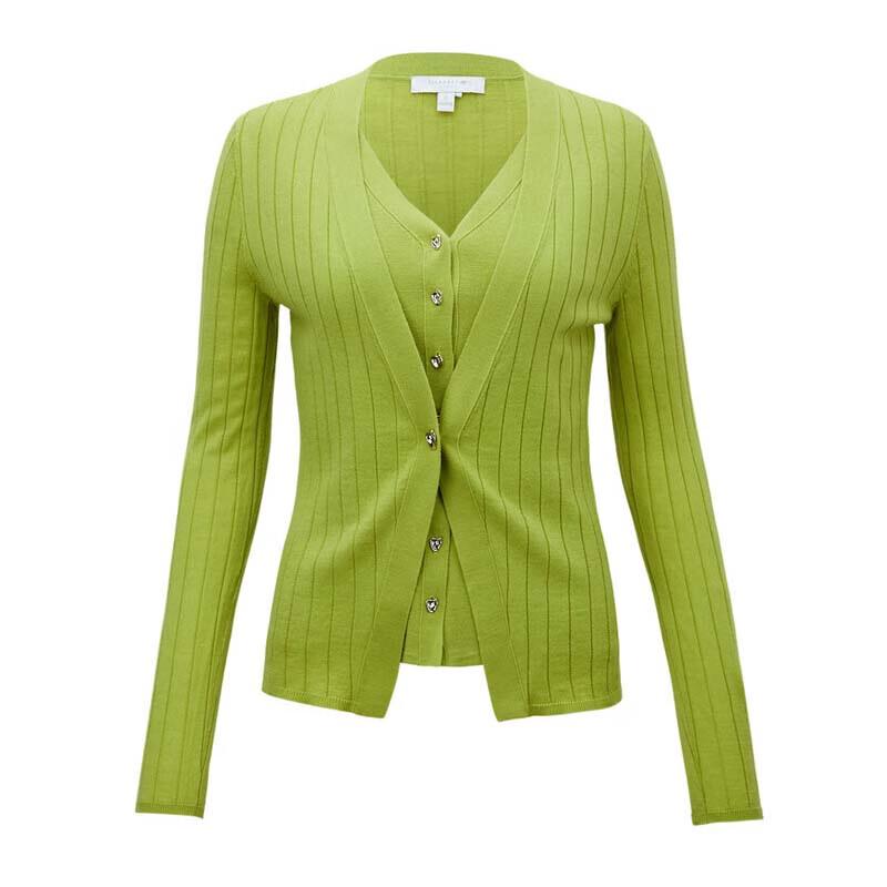 ELLASSAY Women's Elegant V-Neck Wool Knit Sweater