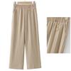 Autumn Chiffon Wide-leg Striped Draped Elastic High Waist Pocket Fashionable Casual Straight Pants