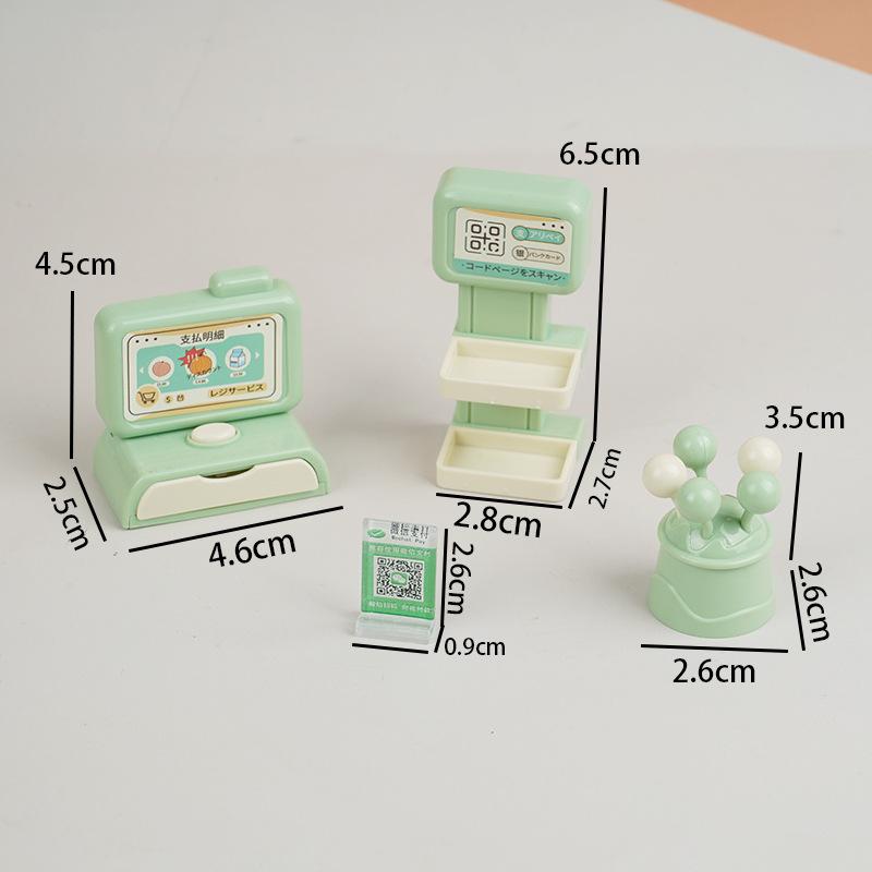 Children Mini Supermarket Simulation Cash Register Locker Scan Brand Model Display Doll House Accessories Play House Toys 